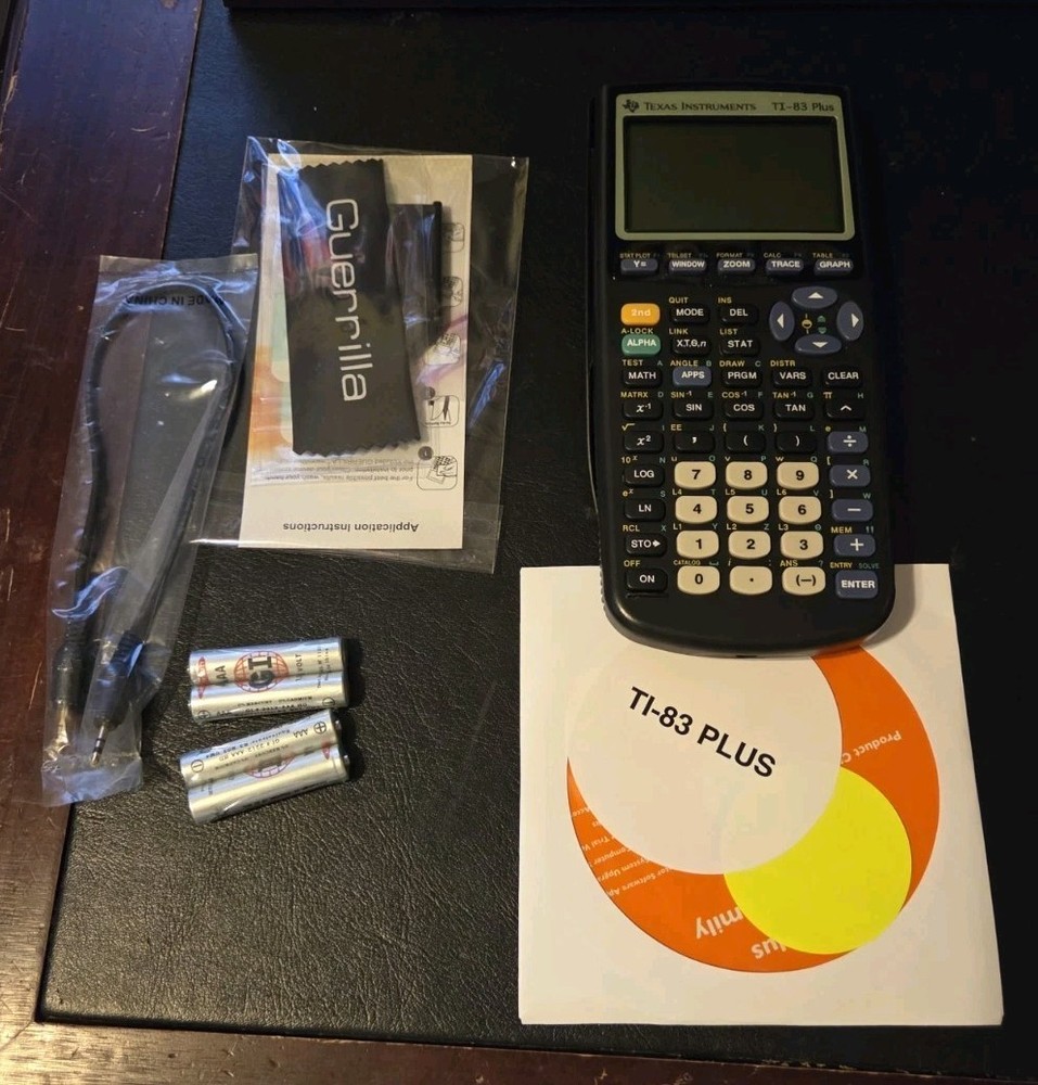 Texas Instruments Ti 83 Plus Graphing Calculator W/ Guerrilla Screen Protector