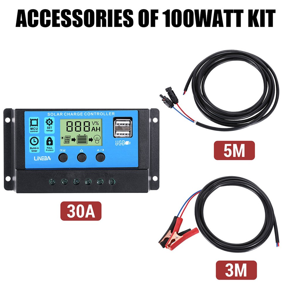 100W Solar Panel Kit Monocrystalline Solar Panel With 30A Controller