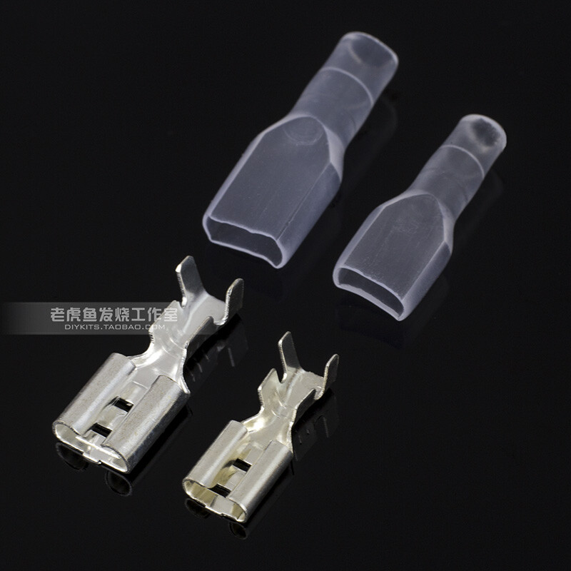 6.3/4.8mm connection terminal plug spring plated silver 10 pcs sheath