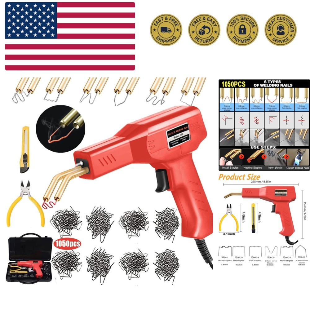 Plastic Welding Machine Car Bumper Repair Kit,6Types 1050 Staples Plastic Wel...