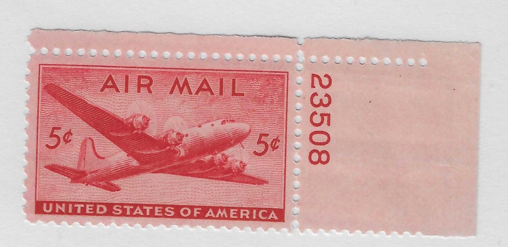 US Scott # C32  DC-4 Skymaster (1946)  5¢ MNH , plate #