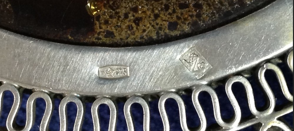 Russian antique silver brooches. 875 silver