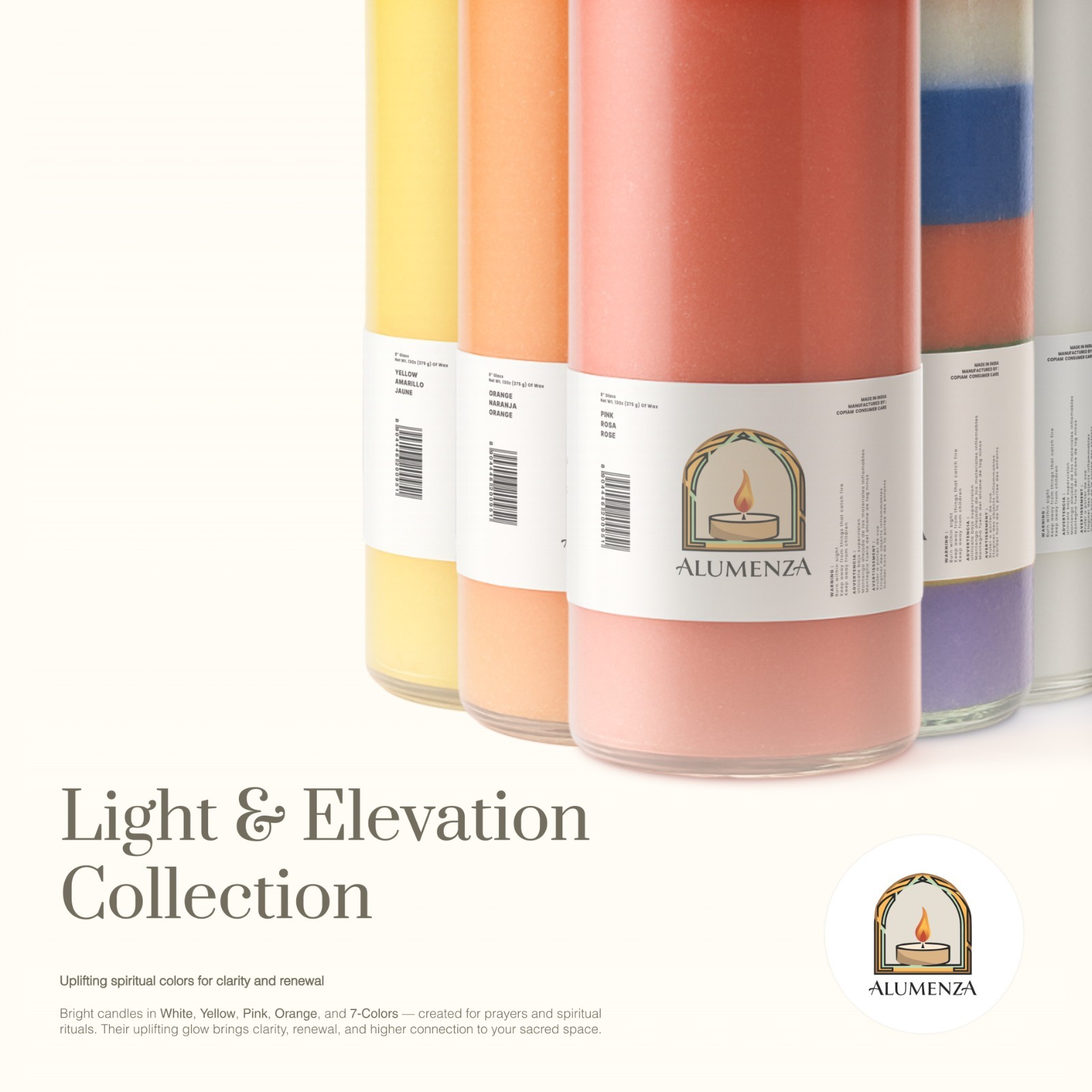 Alumenza 90 Hour Devotion Prayer Candles in Glass Jar Clean Burn Unscented