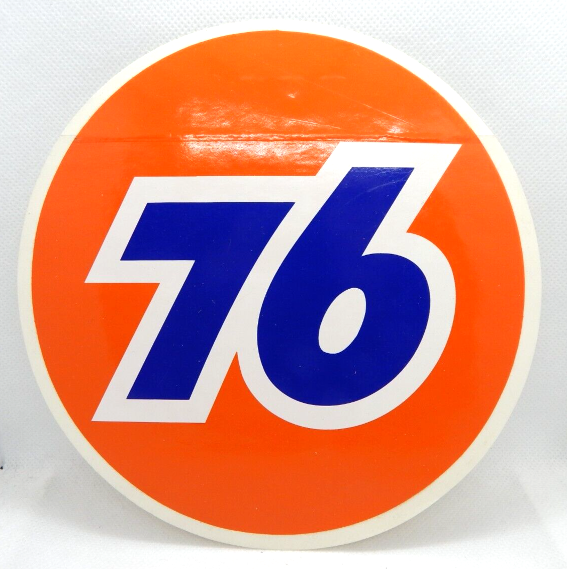Vintage 70's Large Orange Ball Union 76 Decal Racing Sticker 6-1/4" Diameter