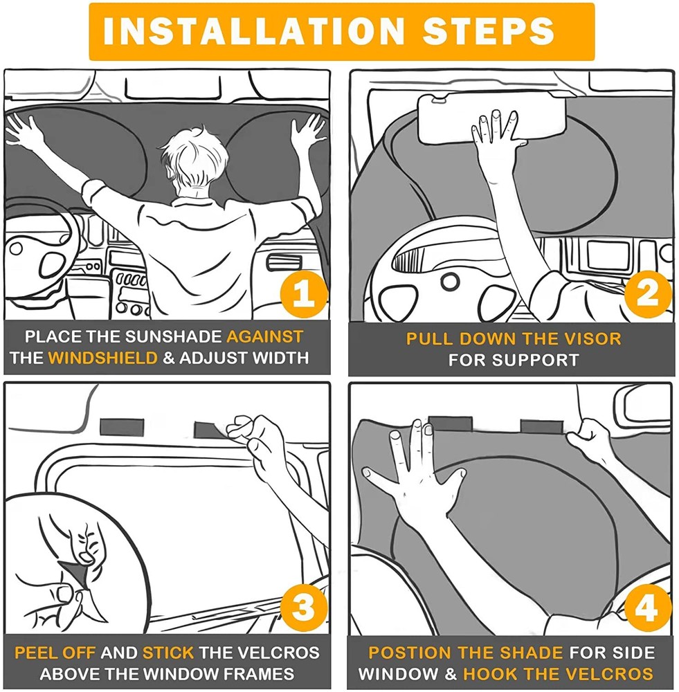 For Ford E-Transit E-250 Cargo Van Large Windshield Side Window Sun Shade Cover