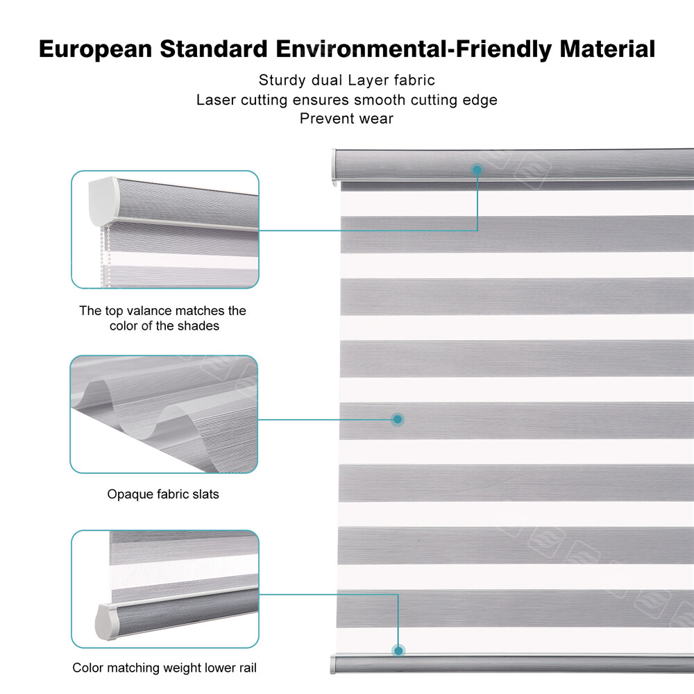 Changshade Customized Size Light Filtering Dual Layer Zebra Shades Roller Blinds