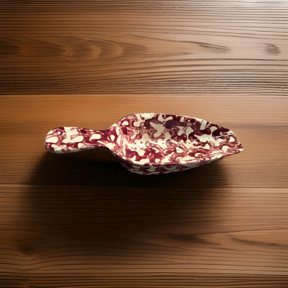 Vintage Spongeware Red Serving Scoop