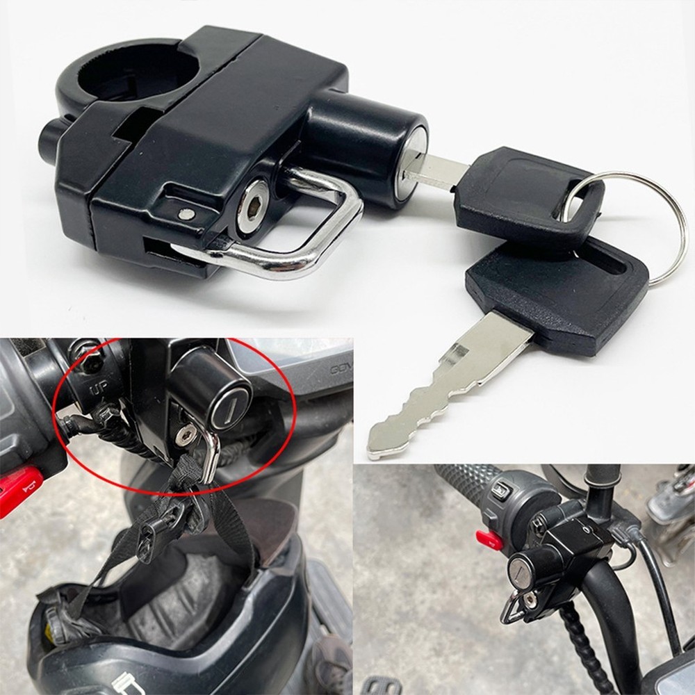 Compact Motorcycle Helmet Anti-Theft Lock Device.