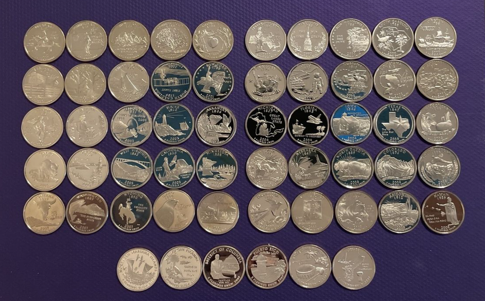 1999-2009 S -40 Different Proof State Quarters Clad Roll some toning Read below
