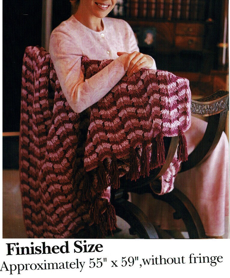 RIPPLES WITH RIDGES AFGHAN CROCHET PATTERN ONLY - AH203