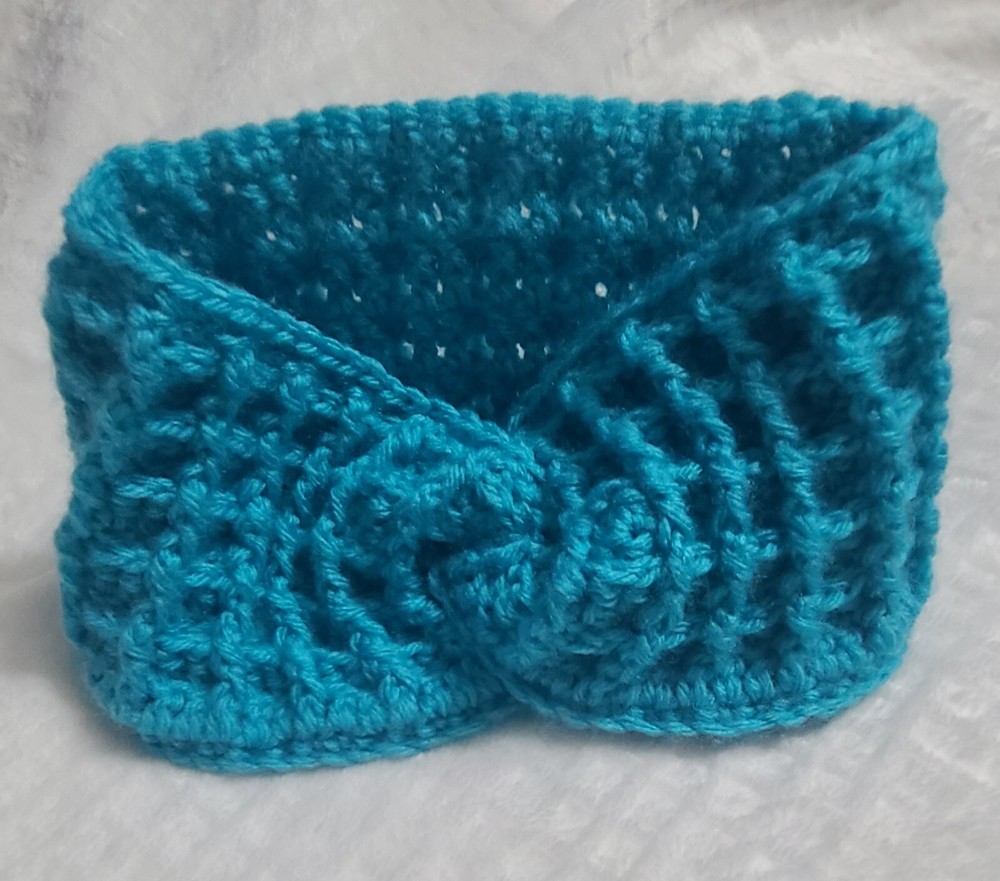 Handmade Blue Twist Style Ear Warmer