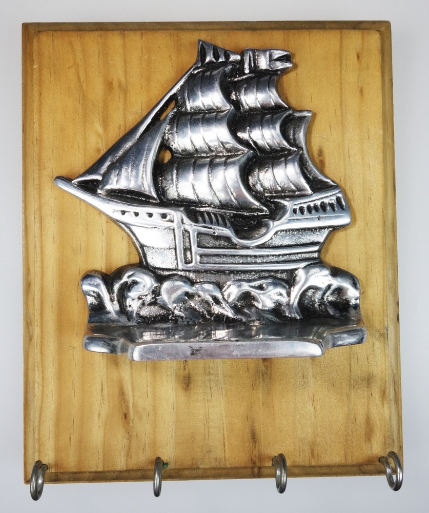 Wall Mount Key Rack Holder Tall Sailing Ship Nautical Ocean Sea