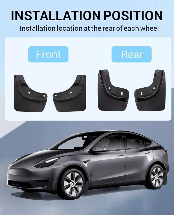 For Tesla Model 3 Y 2018-2023 Soft Mud Flaps TPE Mudguards Protector No Drilling