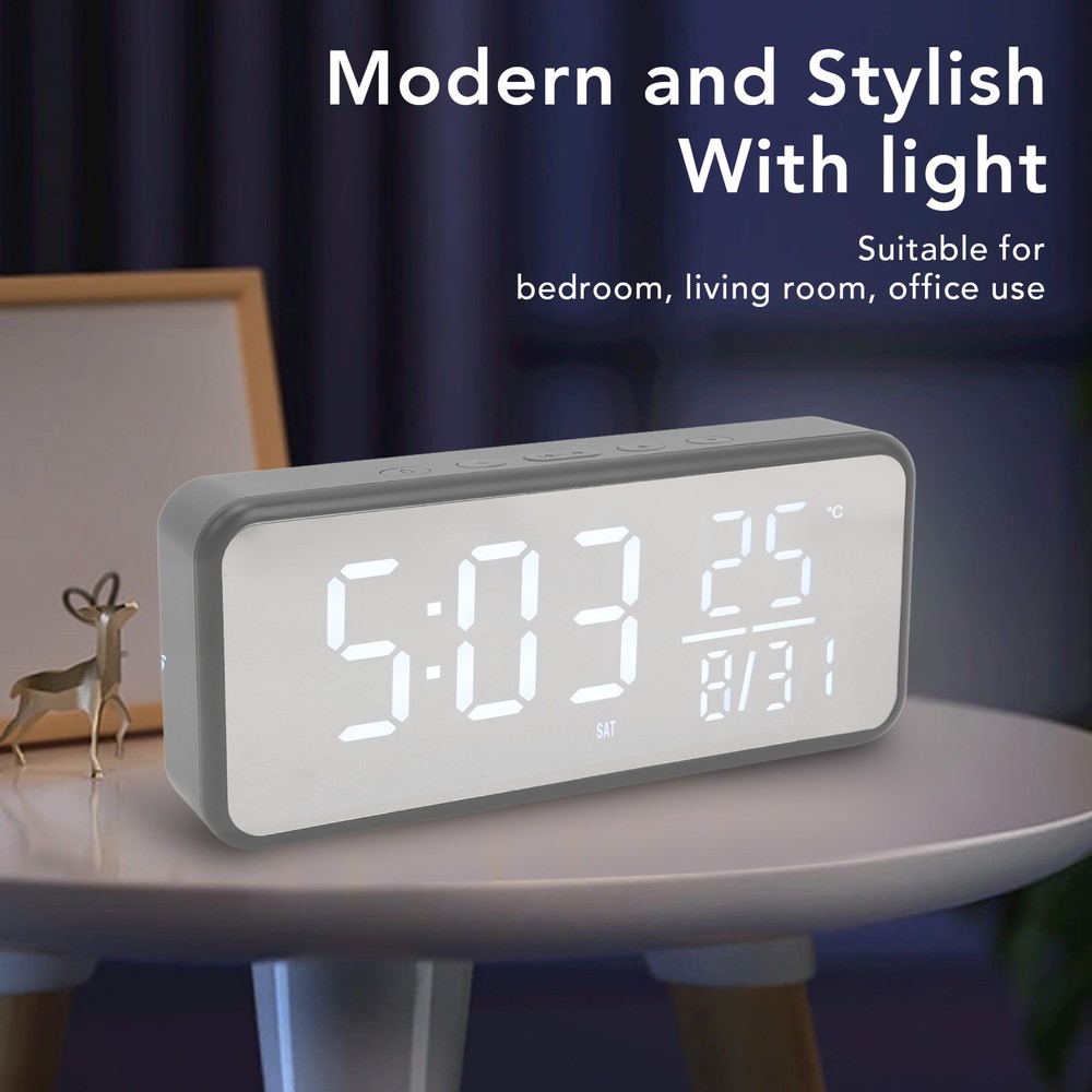 LED Digital Alarm Clock Time Date Week Temperature Alarm Clock Large Display