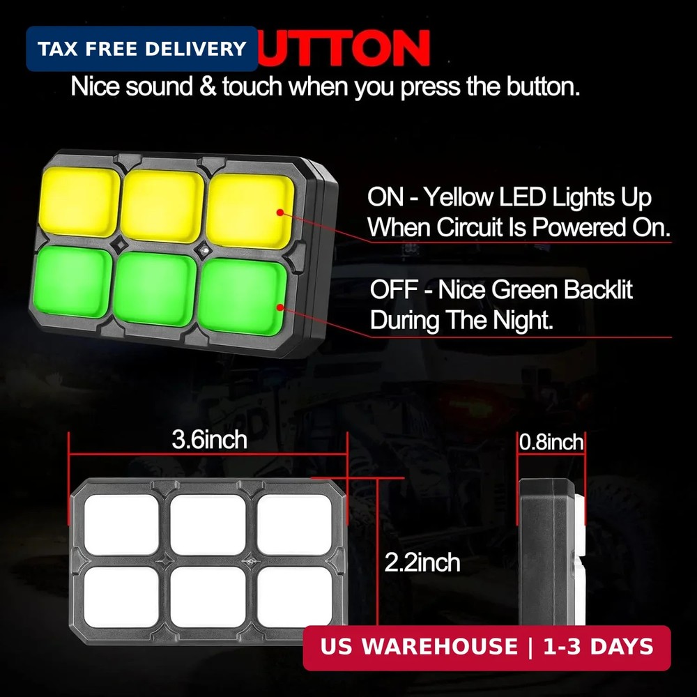 6 Gang Switch Panel, RFROAD LIGHTING Touch Panel Circuit Control Box for Truck M