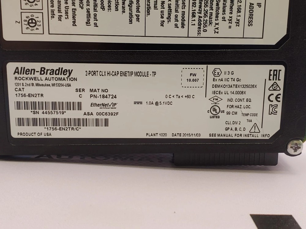 TESTED Allen-Bradley 1756-EN2TR ControlLogix Communication module