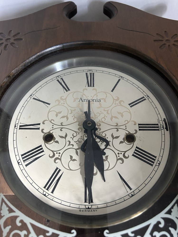 Ansonia Wall Prayer Clock Glass Door Works!