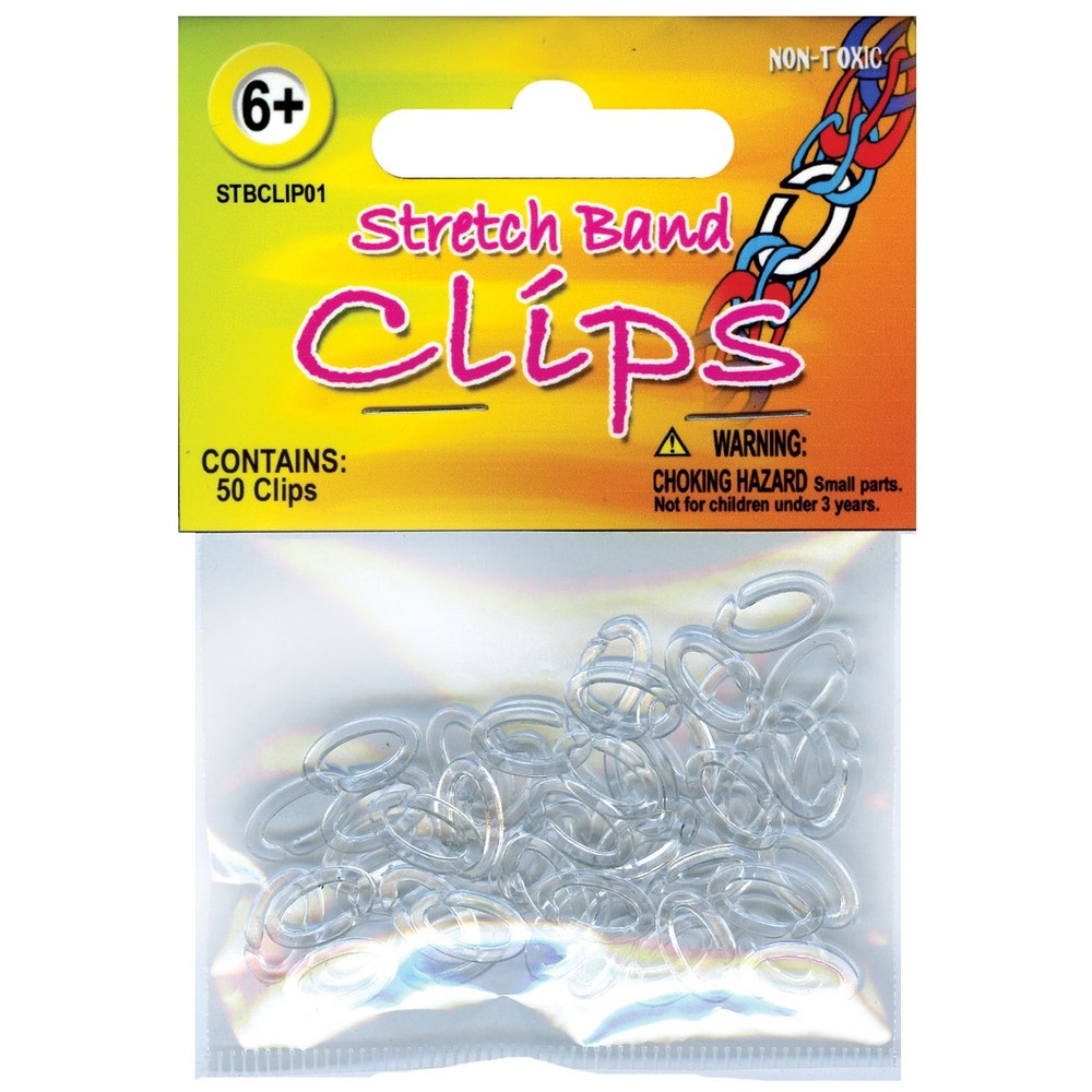 Pepperell Stretch Band Bracelet Clips 50/Pkg-Clear