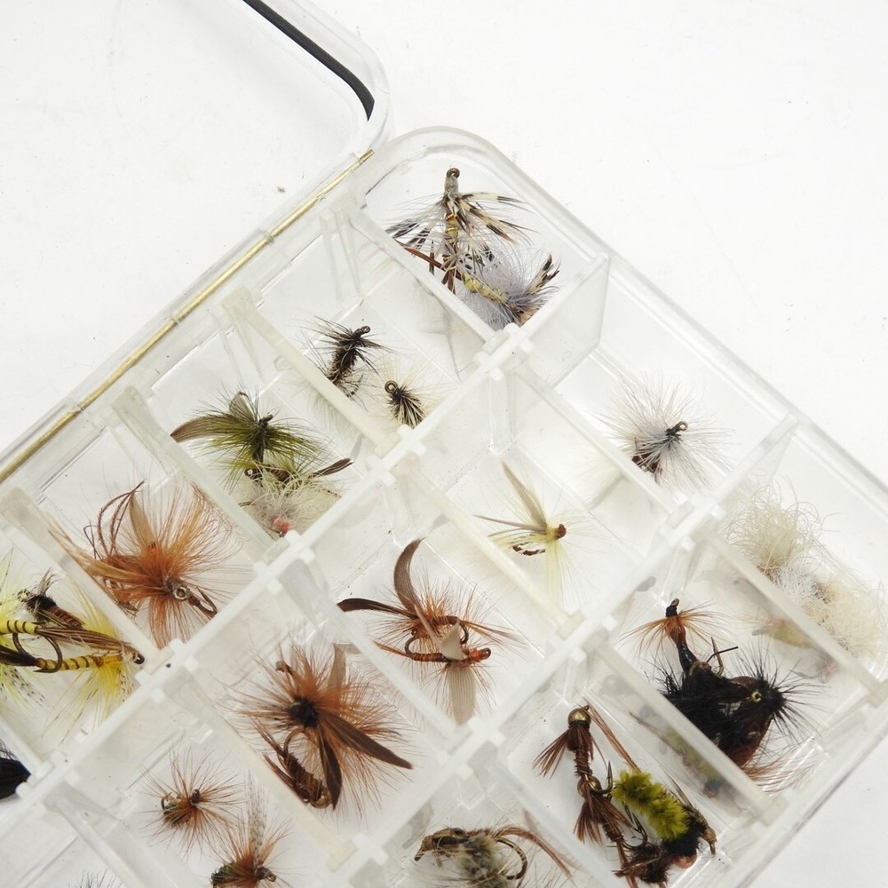 Orvis Plastic Fly Box. W/ Flies. (A).