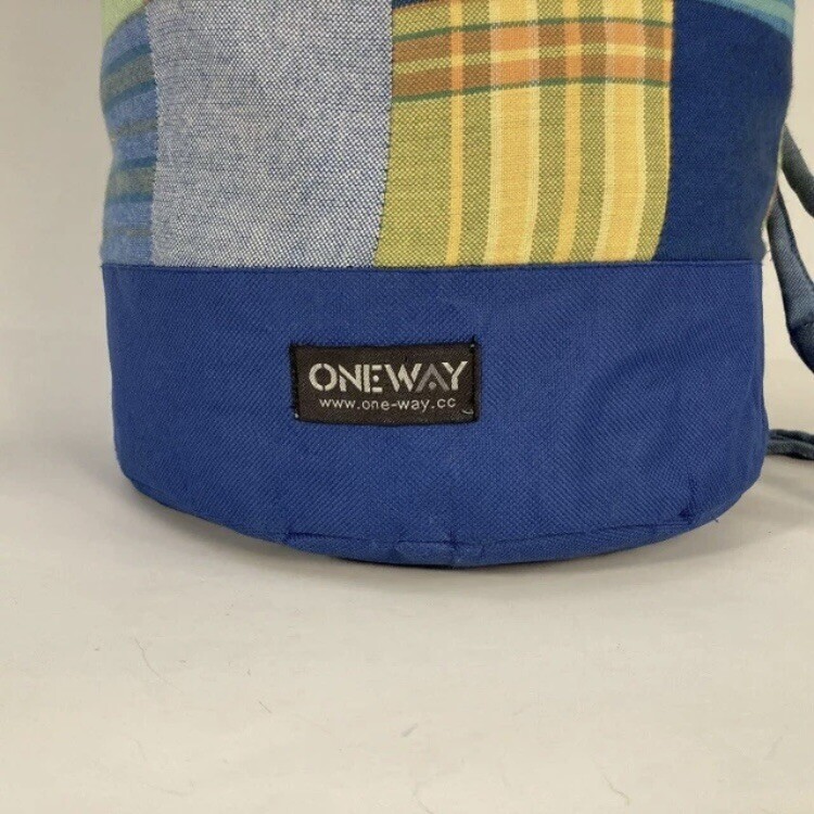 One-Way Kikoy Patchwork Drawstring Backpack Cinch Sack Waterproof Handmade