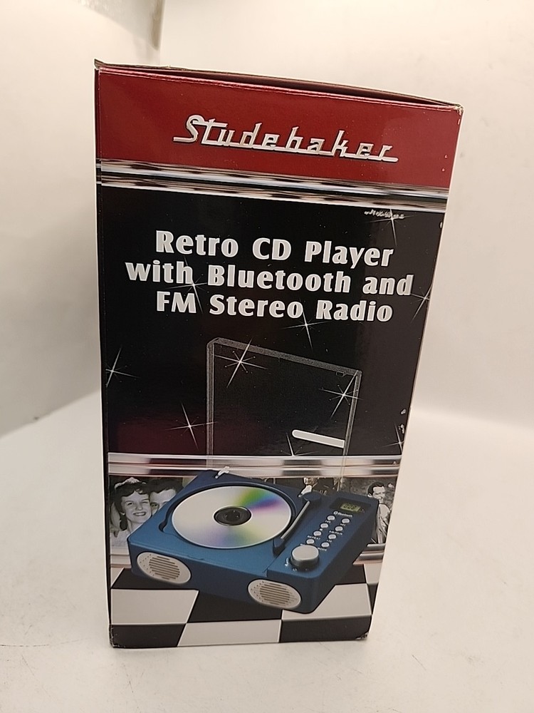 Studebaker SB3720 Portable Stereo Bluetooth CD Player with MP3 Playback, Blue