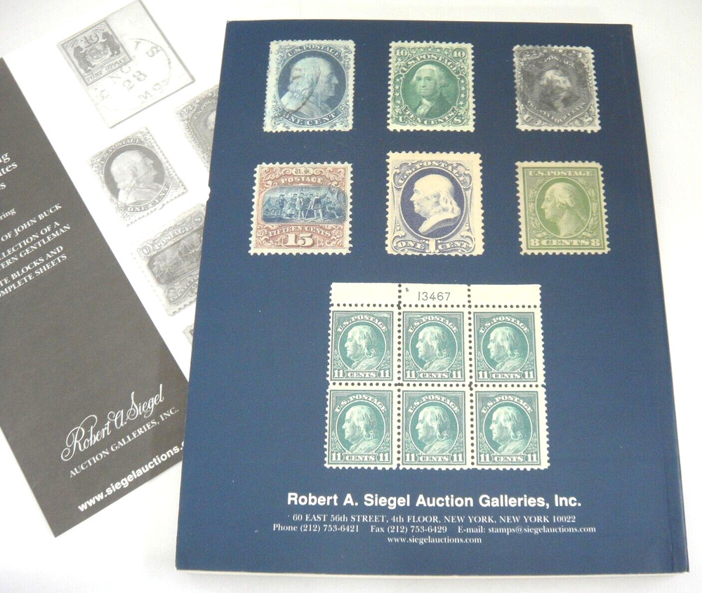 Siegel Auction Catalog w Prices Realized 2005 John Buck Estate Plate Blocks