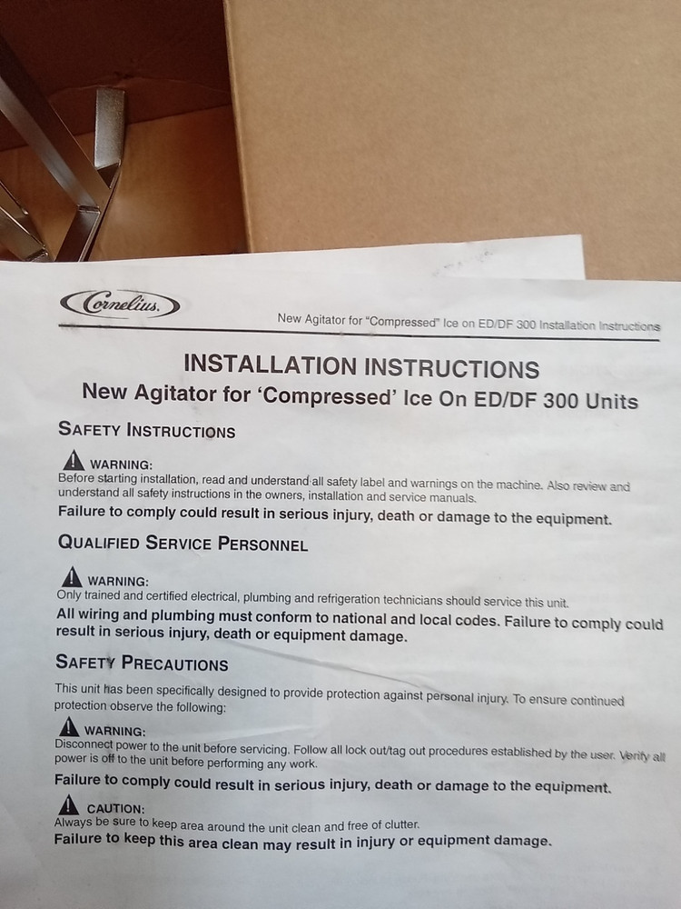 Cornelius Agitator for Compressed Ice ED DF300 629088564X P-Kit Ice Diverter