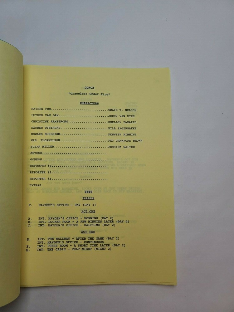 COACH / Jeremy Stevens 1994 TV Script, Jessica Walter "Graceless Under Fire"
