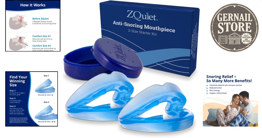 Blue Anti-Snoring Mouthpiece Set - Effective Snoring Solution with Storage Case