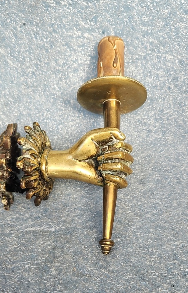 WOW! PAIR BRONZE SCONCES HAND ANDRE ARBUS MAISON CHARLES JOHN DEVOLUY REGENCY