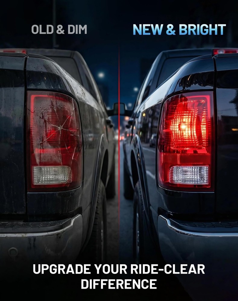 Tail Light Assembly Left Driver Side Compatible with Dodge Ram Red Left Side