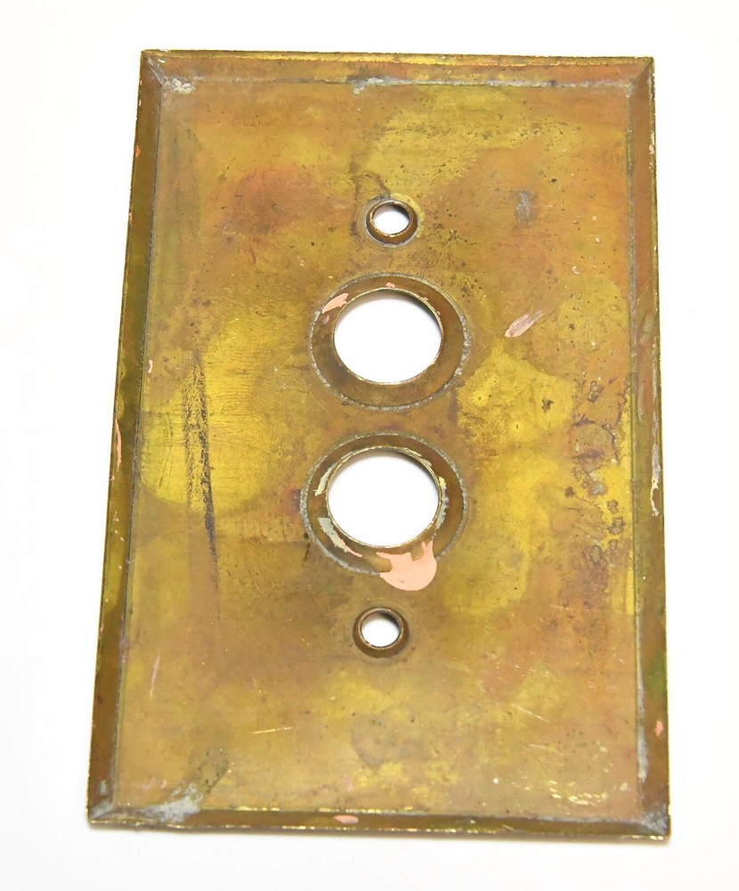 VINTAGE PUSH BUTTON BRASS COVER SWITCH PLATE 13