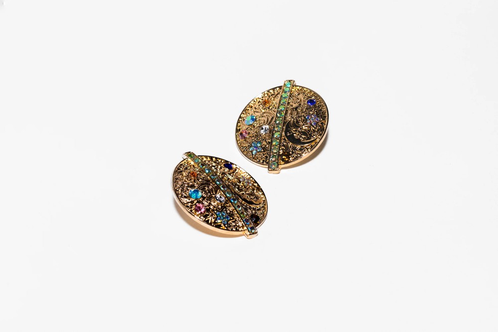 Gold Disc Multicolor Earrings