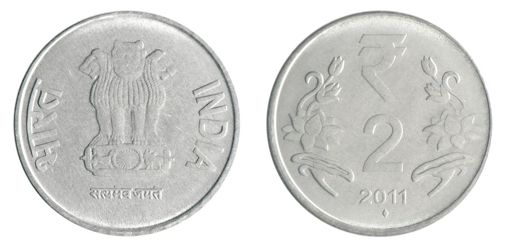 India 2 Rupees, 2011-2019, KM #395, Mint