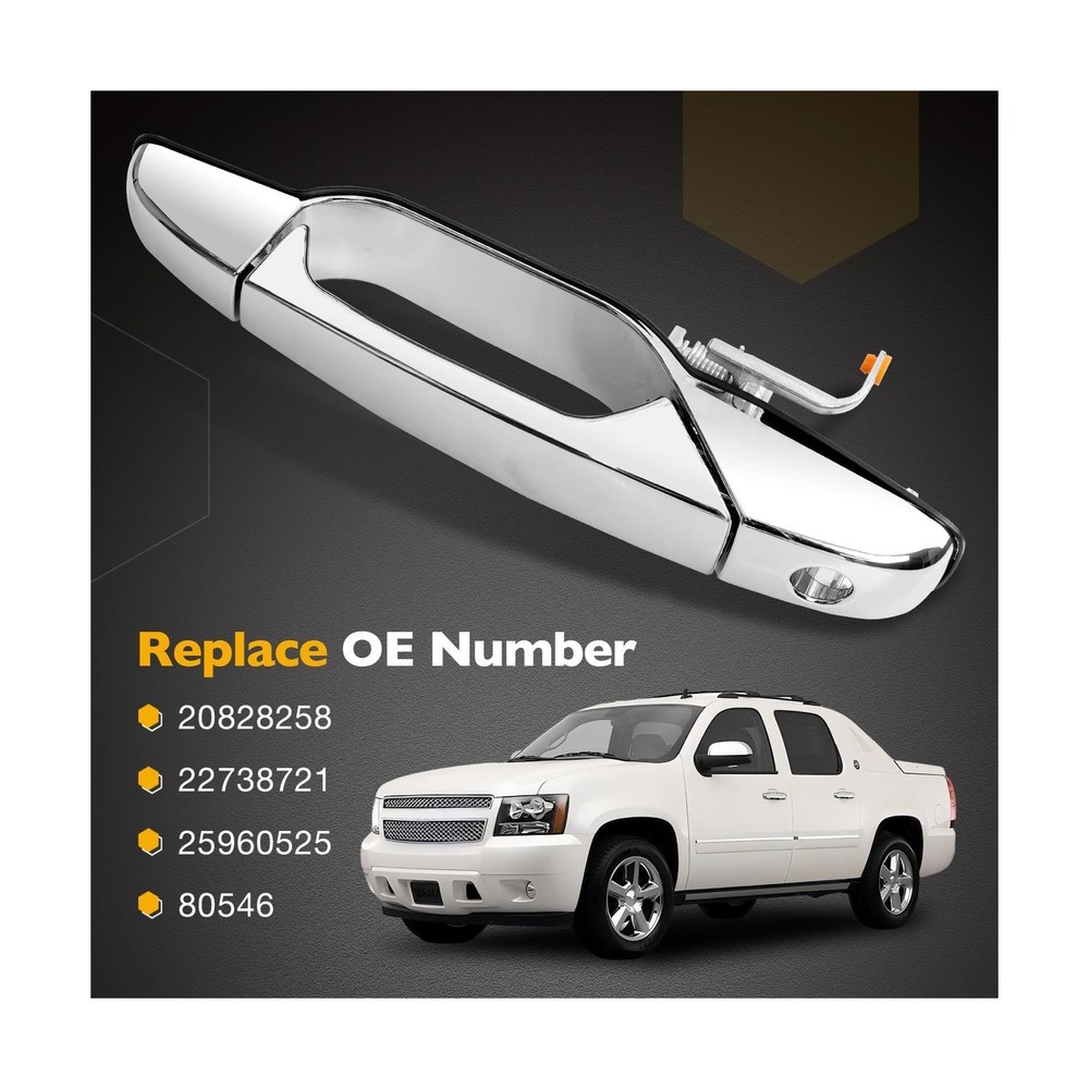 Exterior Chrome Door Handle Front Left Driver Side | Replacement for 2007-201...