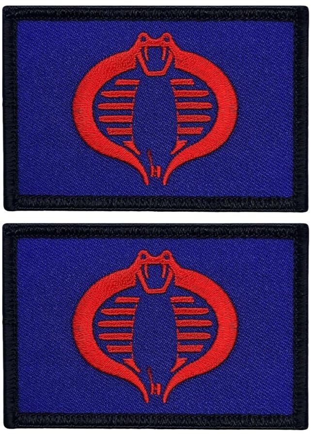 GI Joe Cobra Embroidered Morale Patch  ||2PC HOOK BACKING  3"x2"    QP687