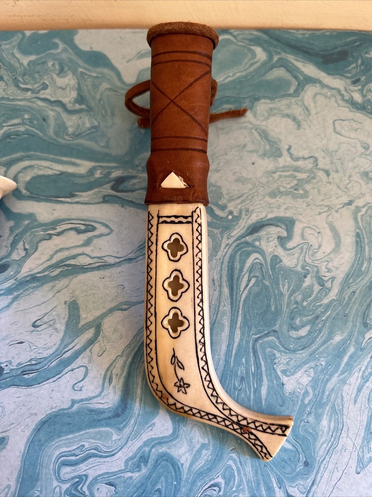 Antique Lapland Pullover Knife, Bone Sheath And Handle