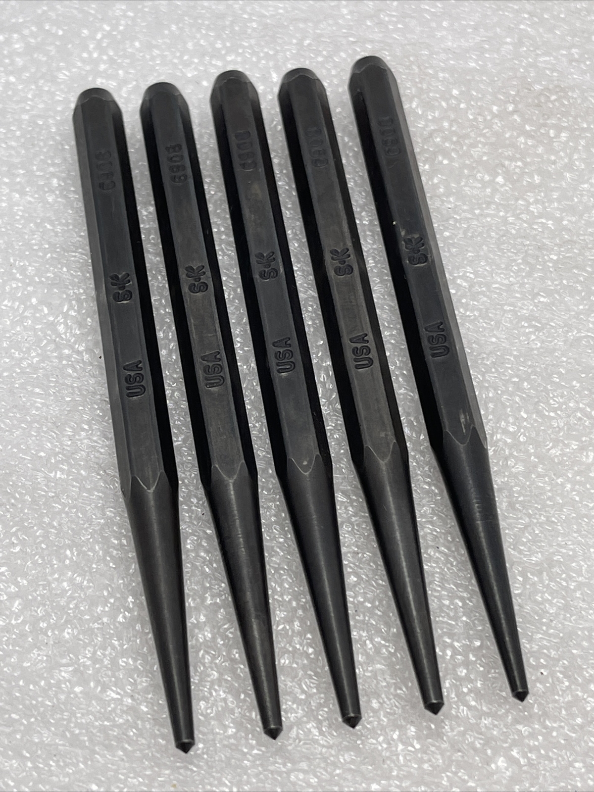Lot of (5) SK Hand Tools 1/4” Center Punches, 3 3/4” Long, 6908, USA Made, New