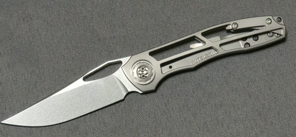 Eutsler Custom Knives DUK - Skeletonized Ti, Windowed CPM-154 Blade, Insert Lock