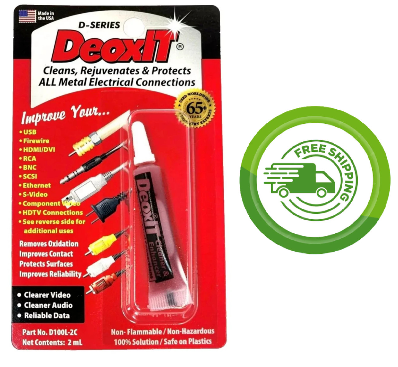 Caig D100L-2C  DeoxIT D-Series 2mL Squeeze Tube - 100% Solution - NEW!