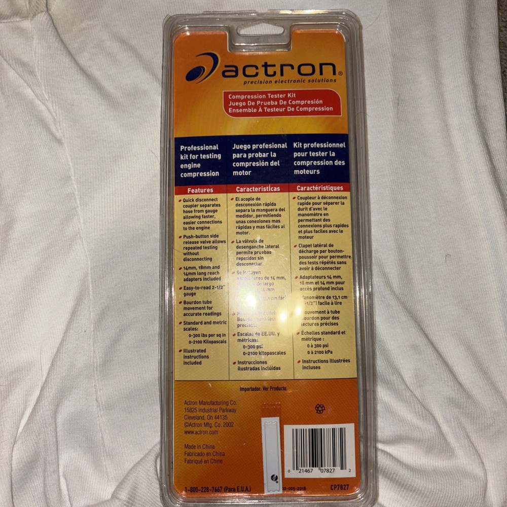 ACTRON COMPRESSION TESTER KIT CP7827 NEW