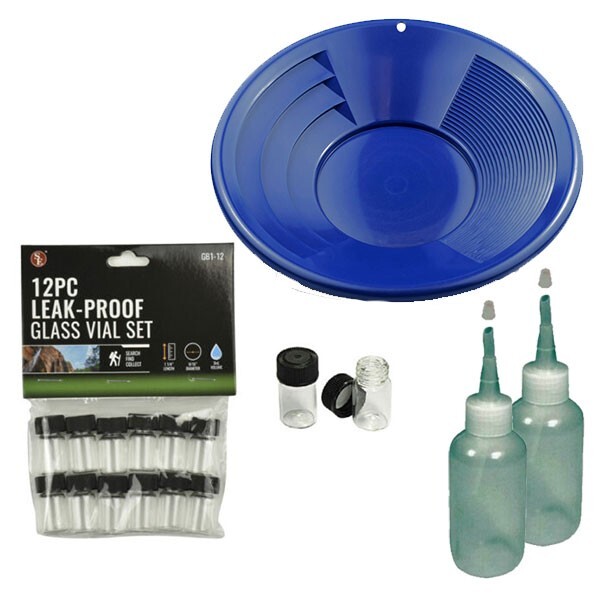 12" Blue Gold Pan Panning Kit