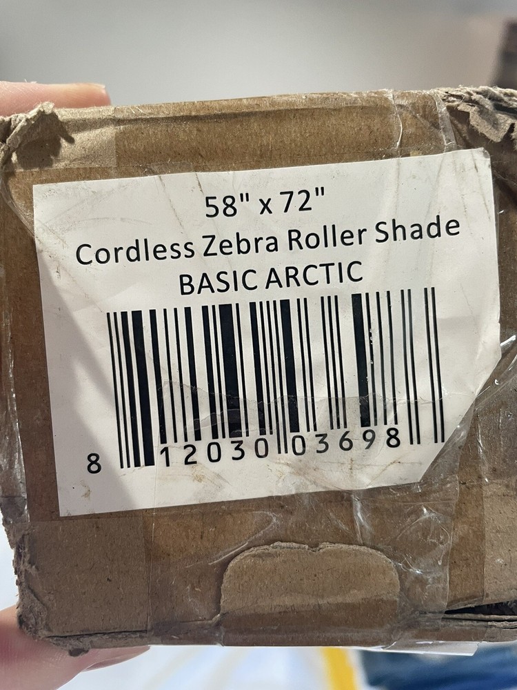 Basic Arctic Cordless Zebra Roller Shade White 58"x72"