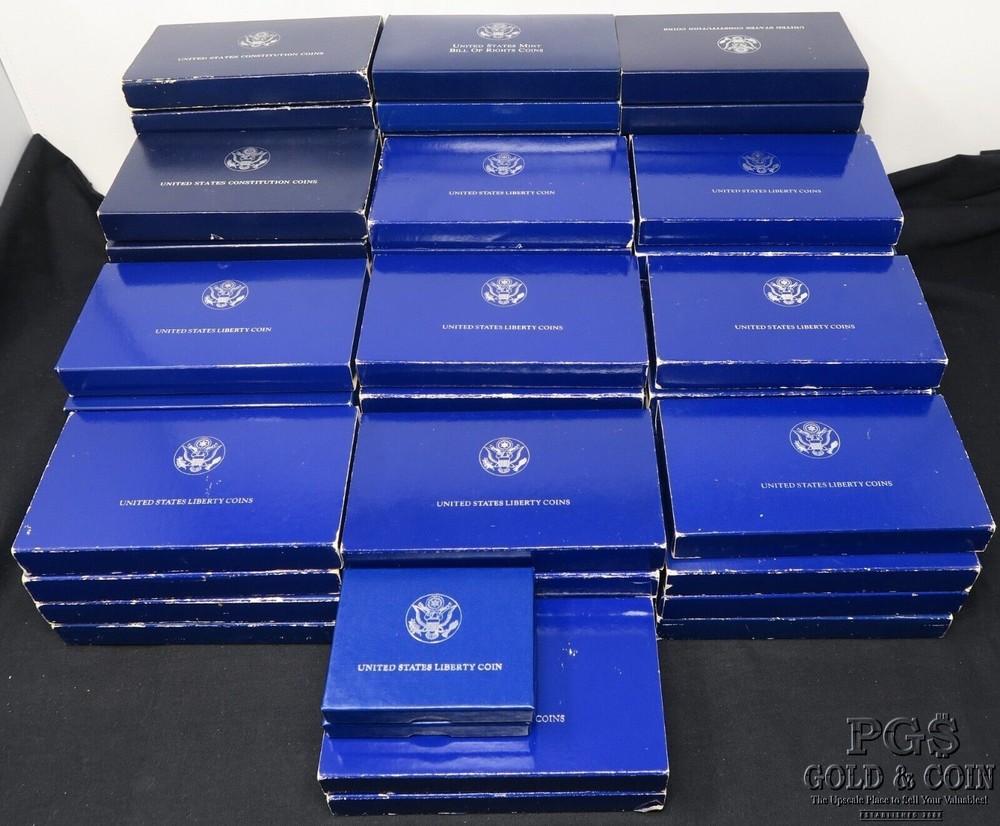 (85) Assorted Empty US Mint Boxes + COA's Mint and Proof 25359