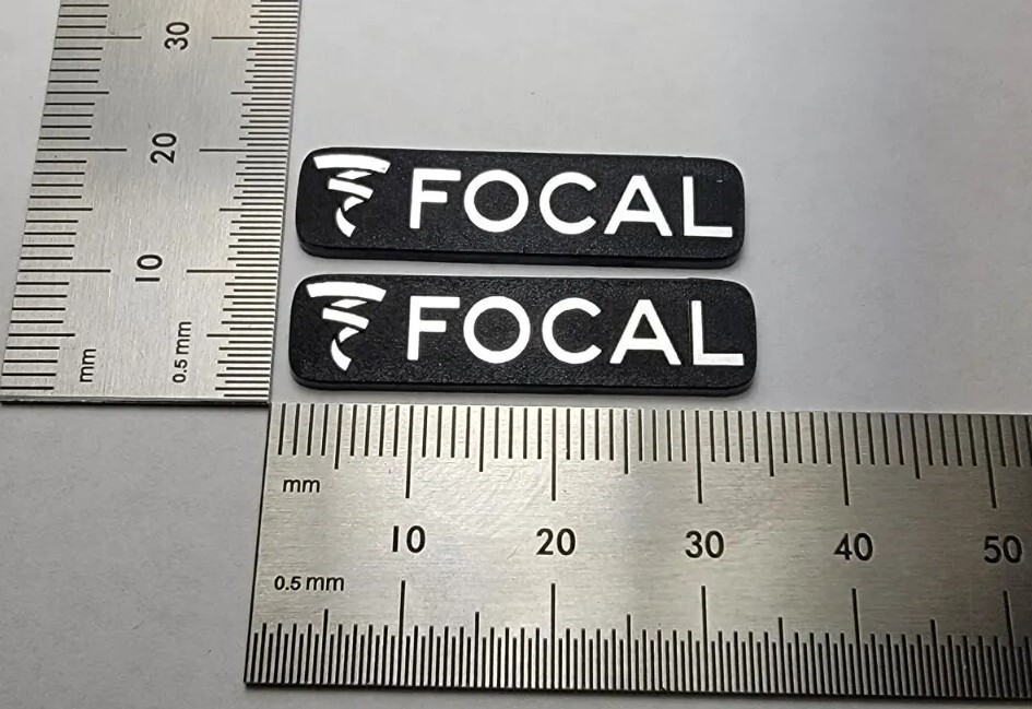 Focal Speaker Badge Emblem Logo Custom Made Brushed Silver Pair