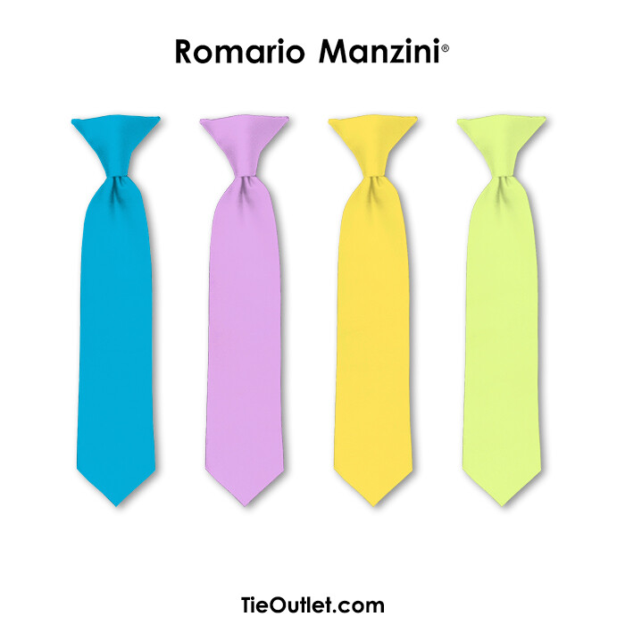 Romario Manzini® Solid Colors Clip on Ties 8" 11" 14" (3 Length and 45 colors)