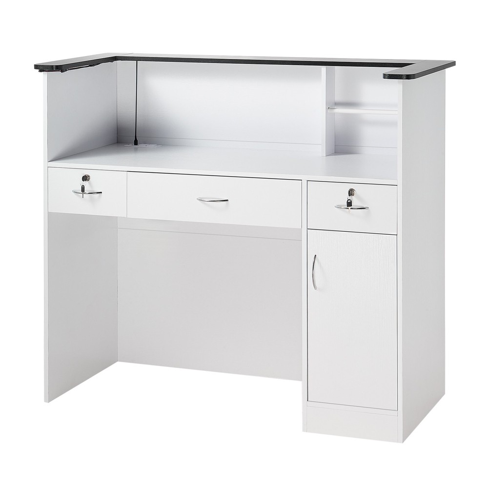 Uimoso Reception Desk 50-in Rectangular Counter with Lighting & Storage Drawers