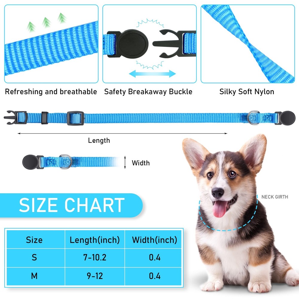 GAMUDA Puppy ID Collars - Super Soft Nylon Whelping Set - S, Assorted Colors