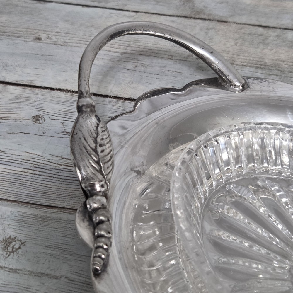 Vintage Silverplate Figural Covered Serving Dish Butter Condiments Glass Insert