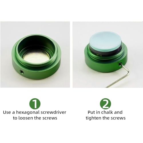 TAOM Pool Chalk Holder Round Shaped Practical Tool 2-Black with Silicone Clip